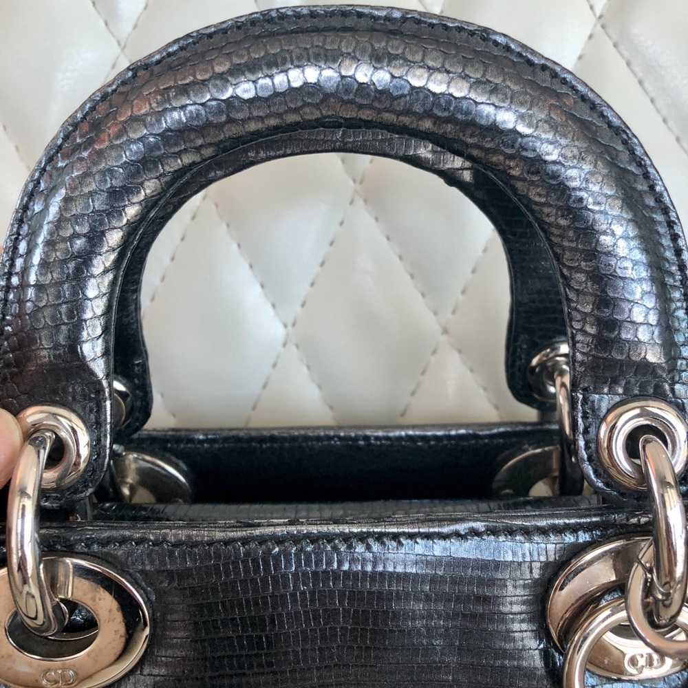 Christian Dior Lady Mini Metalli Black Lizard Skin - Picture 4 of 12